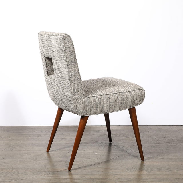 Gray Set of 6 Mid-Century Modern Walnut Cutout Back Arm & Side Chairs by Paul Frankl For Sale - Image 8 of 17