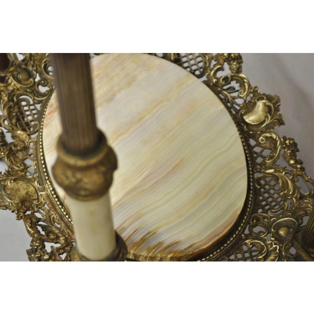 Antique French Victorian Bronze 2 Tier Onyx Stone Plant Stand Accent Side Table For Sale - Image 13 of 15