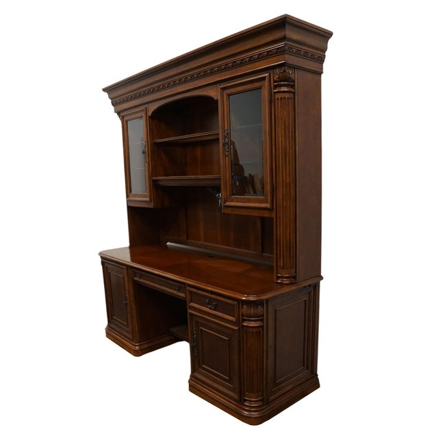HIGH END Cherry Contemporary Traditional Style 80" Computer Desk / Credenza w. Storage Display Hutch 86.25" High 80.75"...