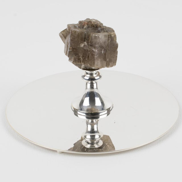 Silver Christian Dior Paris Silver Plate Box with Quartz Stone, circa 1970 For Sale - Image 8 of 13