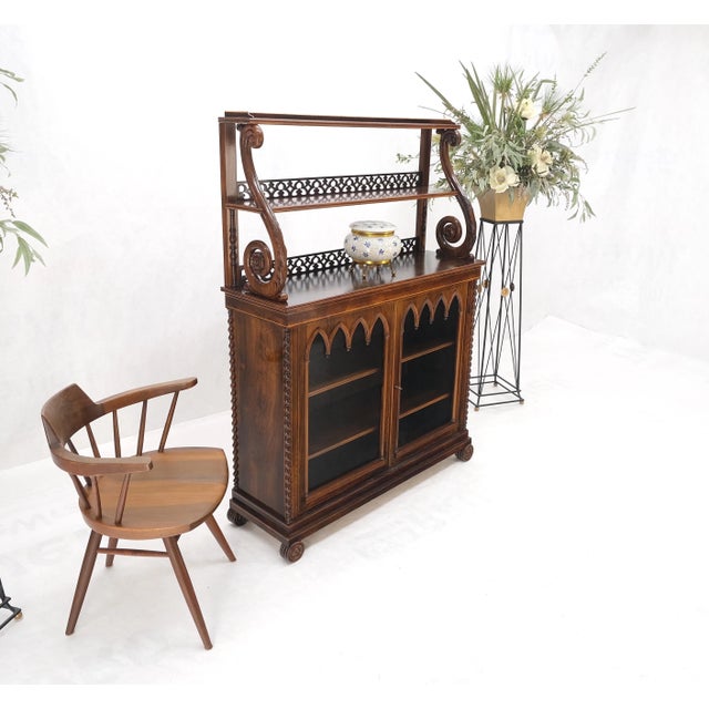 Antique 19th century English Regency Carved Rosewood Tiered Shelves Step Back Sideboard Server MINT! Original antique...