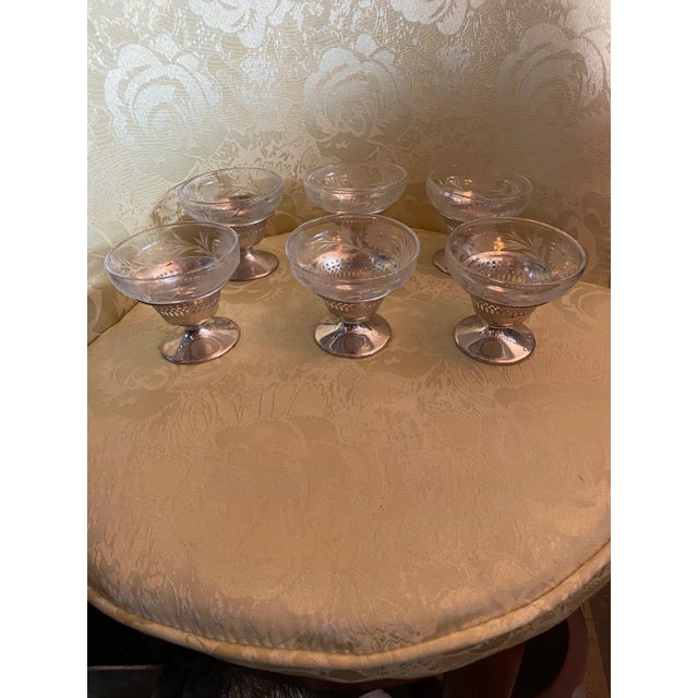 Metal Vintage Sterling Silver Footed Desert Cups- Set of 6 For Sale - Image 7 of 7