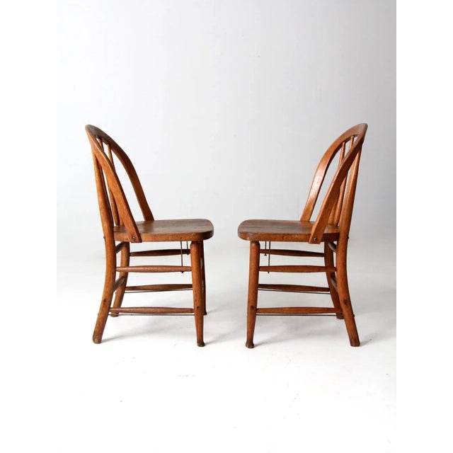 Antique Bow Back Spindle Chairs-a Pair For Sale - Image 9 of 13