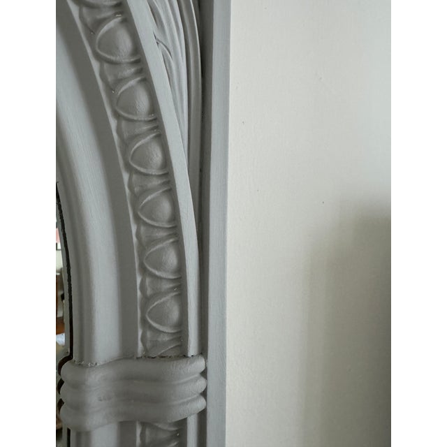 2000 - 2009 French Inspired Carved Frame Full Length Gray Floor Mirror With Arched Mirror For Sale - Image 5 of 12