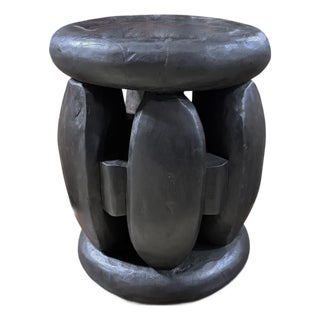 Vintage Tribal Nobility Wood Bamileke Stool/Table Cameroon 17" H For Sale