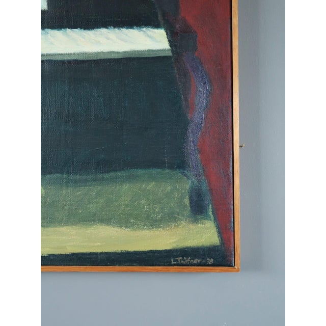 Textile 1978 Modernist 'The Piano' Vintage Swedish Expressive Still Life Oil Painting, Framed For Sale - Image 7 of 11
