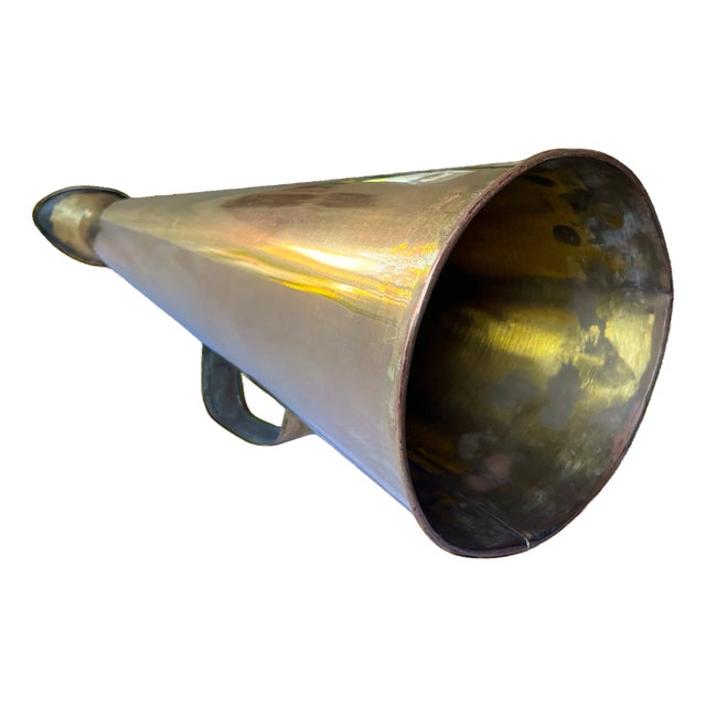 Antique Early 20th Century Brass Nautical Megaphone For Sale