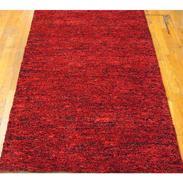 1930s 1930s Red Abstract Antique American Shaker Pile Rug 3'1" X 5'10" Handknotted Wool Carpet For Sale - Image 5 of 5