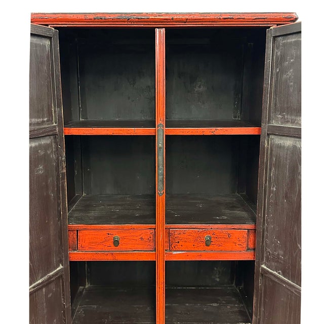 19th Century Antique Chinese Red Lacquer Wedding Cabinet For Sale - Image 16 of 16