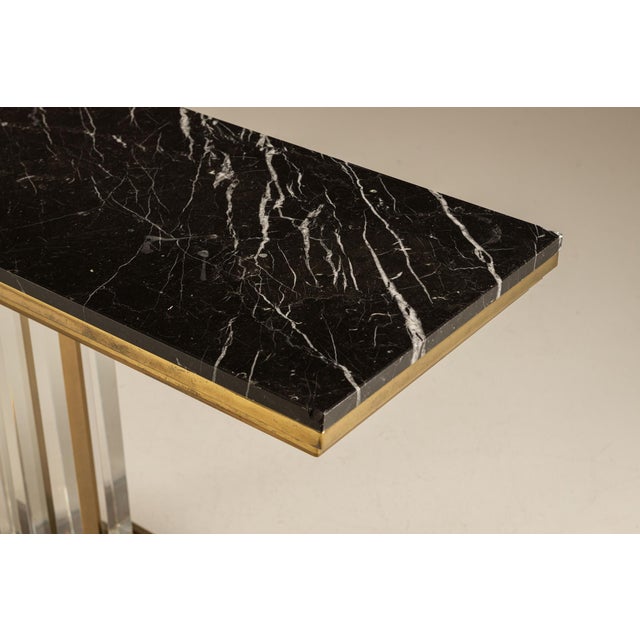 Console Table in Acrylic Glass, Brass and Marble from Belgochrom, 1970s For Sale - Image 10 of 13