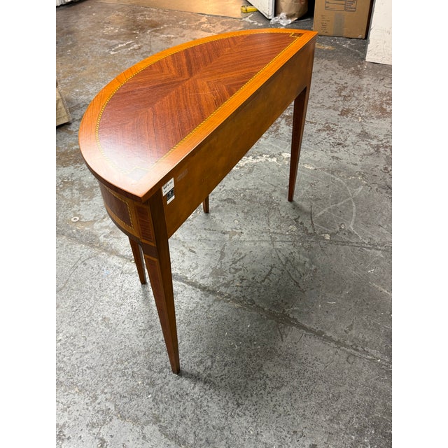 2000 - 2009 Decorative Crafts Neoclassical Demilune Console Table For Sale - Image 5 of 12