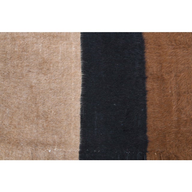 Vintage Turkish Hand-Knotted Wool Cotton Brown Kilim Area Rug For Sale - Image 10 of 11