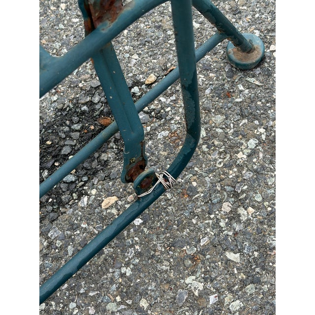Metal Vintage Wrought Iron Woodard Conversation Set Glider & 2 Swivel Chairs, Attributed For Sale - Image 7 of 7