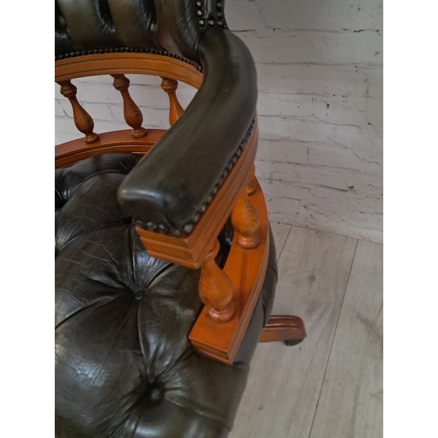 Vintage Chesterfield Chair in Green Leather, 1980s For Sale - Image 13 of 17