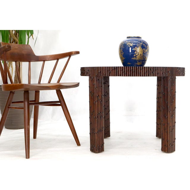 Mid-Century Modern Faux Bamboo Round Side Occasional Table For Sale - Image 6 of 13
