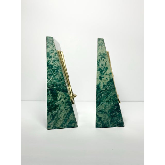 1990s 1990s Vintage Pair of Marble & Brass Golf Club Bookends For Sale - Image 5 of 8