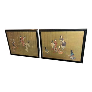 Late 20th Century Chinoiserie Samurai Wall Art - A Pair For Sale