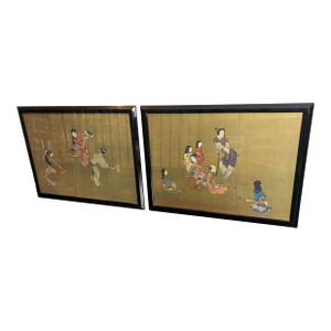 Late 20th Century Chinoiserie Samurai Wall Art Ll - A Pair