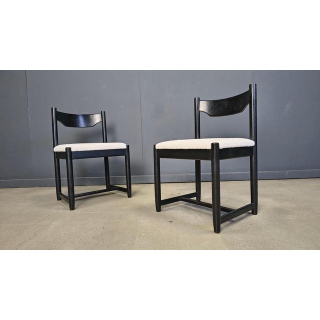 1970s Vintage Black Wooden Dining Chairs, 1970s, Set of 6 For Sale - Image 5 of 15