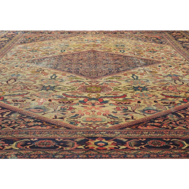 Antique Persian Mahal Rug - 11'02 X 14'02 For Sale - Image 4 of 9