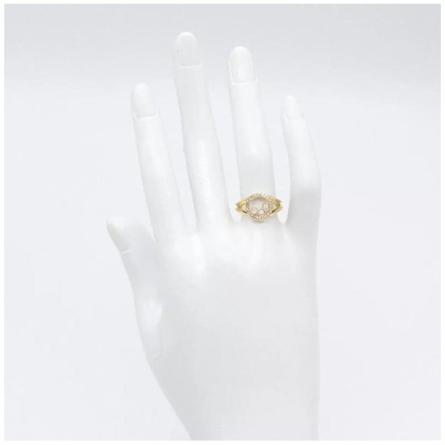 Chopard Chopard Happy Diamond 3P Moving Diamond 18k YG Yellow Gold Ring Size 5.75 US For Sale - Image 4 of 18