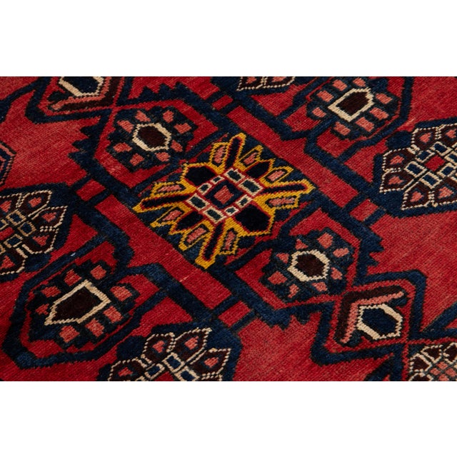 Textile Vintage Red Handcrafted Persian Malayer Wool Rug in 5 X 7 For Sale - Image 7 of 8