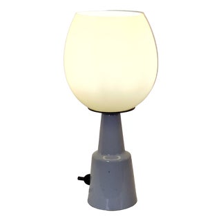Mid-Century German White Porcelain Table Lamp with Cream Glass Shade from EVP, 1950s For Sale
