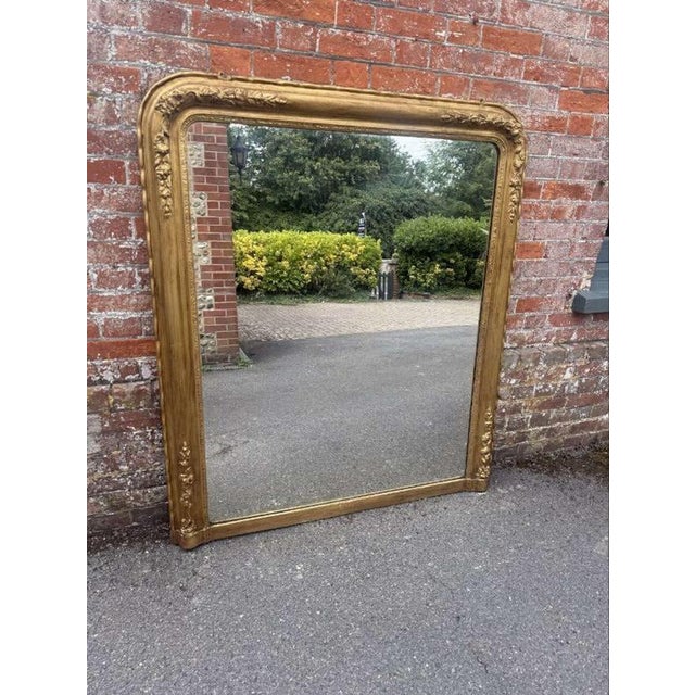 Antique English Arched Top Gilt Overmantle Mirror For Sale - Image 9 of 9