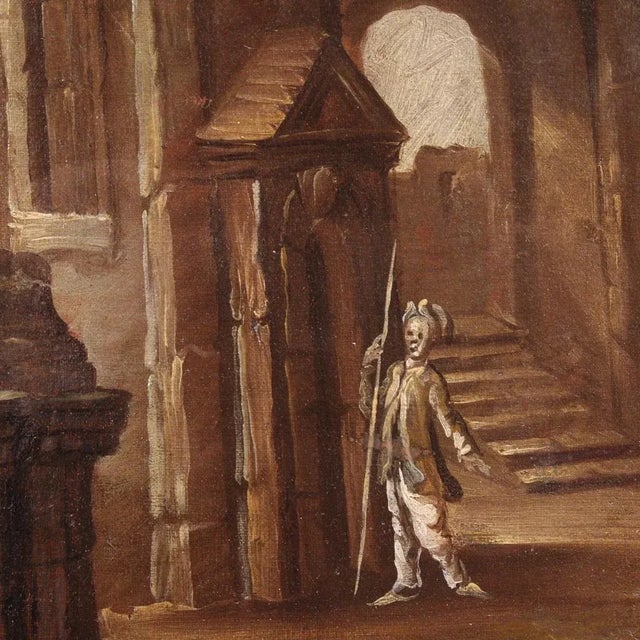 Italian Artist, Architectural Capriccio with Figures, 1740, Oil on Canvas, Framed For Sale - Image 8 of 16