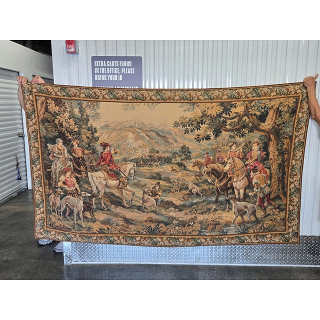Large Point De Loiselles Tapestry After the Painting by Detti machine woven Made In Frsance sold as found previously...