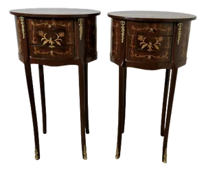Vintage French Oval Side Tables, 1920, Set of 2