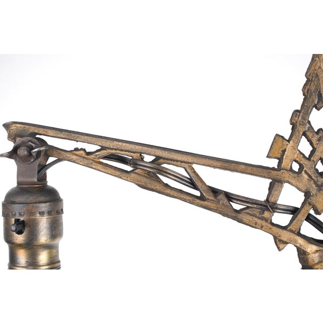 Mid 20th Century Restored Art Deco Cast Iron Bridge Floor Lamp For Sale - Image 10 of 15