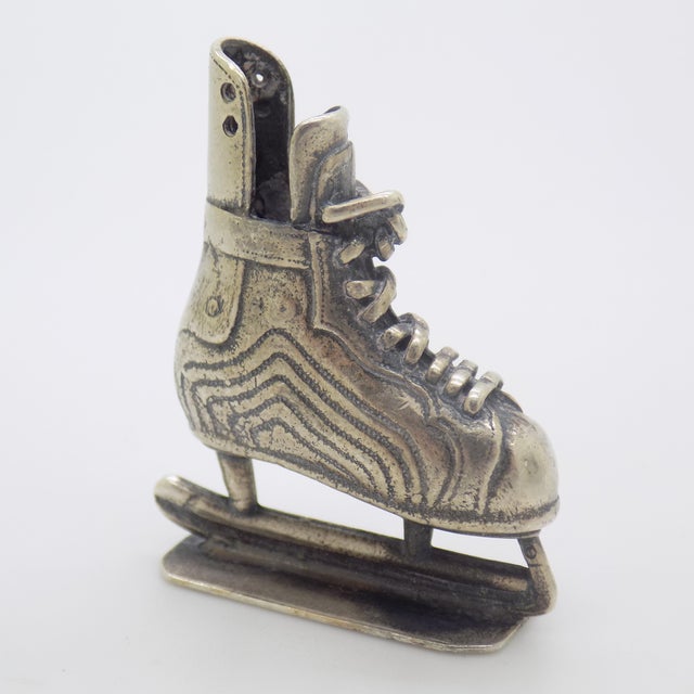 Vintage Italian Handmade Genuine Silver Rare Ice Skates Dollhouse Miniature, Made in Novara (Italy) For Sale - Image 6 of 9