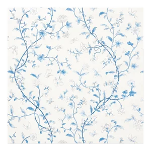 Sample - Schumacher Floraison Wallpaper in Porcelain