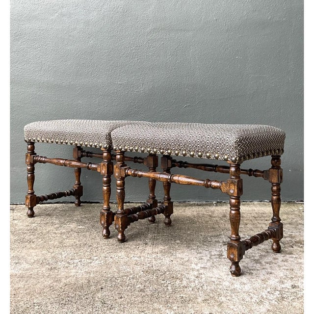 This exquisite pair of vintage Lewis Mittman low stools is meticulously crafted with a keen eye for classic design and...