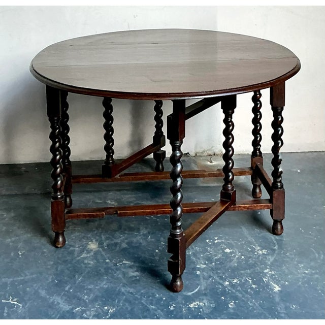 Vintage Boho Drop Leaf Gate Leg Table For Sale In West Palm - Image 6 of 12