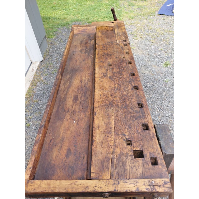 Antique Carpenters Workbench Kitchen Island For Sale - Image 12 of 13