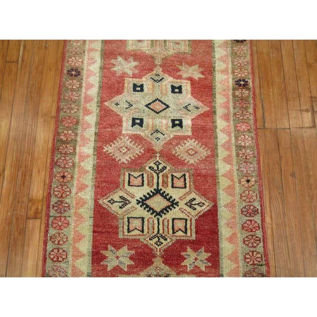 Turkish Vintage Soft Red Turkish Runner - 2'10" x 14'2" For Sale - Image 3 of 5