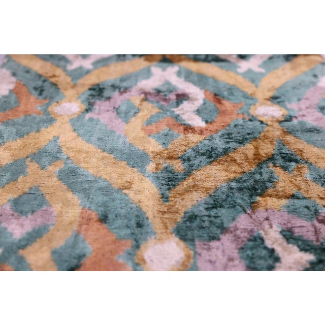 Emerald Gray Evil Eye Pattern Silk Velvet Pillow – 16x16 In For Sale - Image 8 of 8