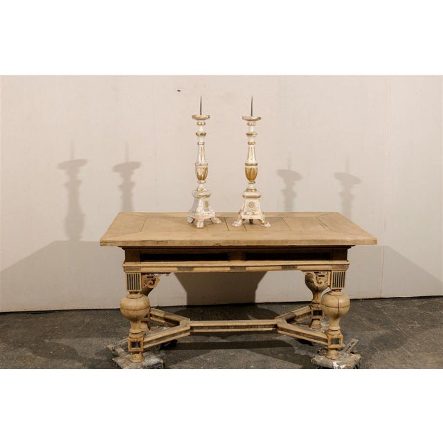 A Pair of Italian 19th Century Painted and Gilded Candlesticks on Tripod Feet For Sale In Atlanta - Image 6 of 8