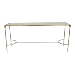 1970s Maison Jansen Style Steel and Brass Neoclassical Directoire Console Sofa Table