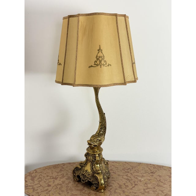 Large Rococo Revival Brass Table Lamp, 1950s For Sale - Image 6 of 17