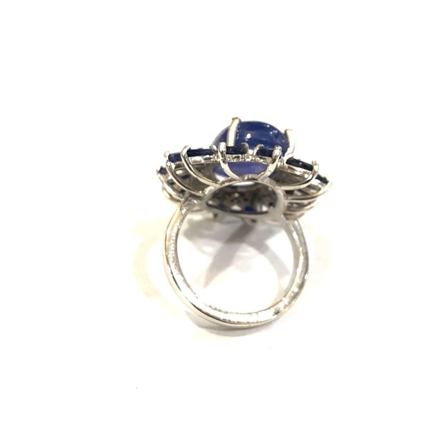 Bochic "Capri" Natural Tanzanite & Diamonds Vintage Retro Ring Set In 18K & Silver For Sale - Image 4 of 18