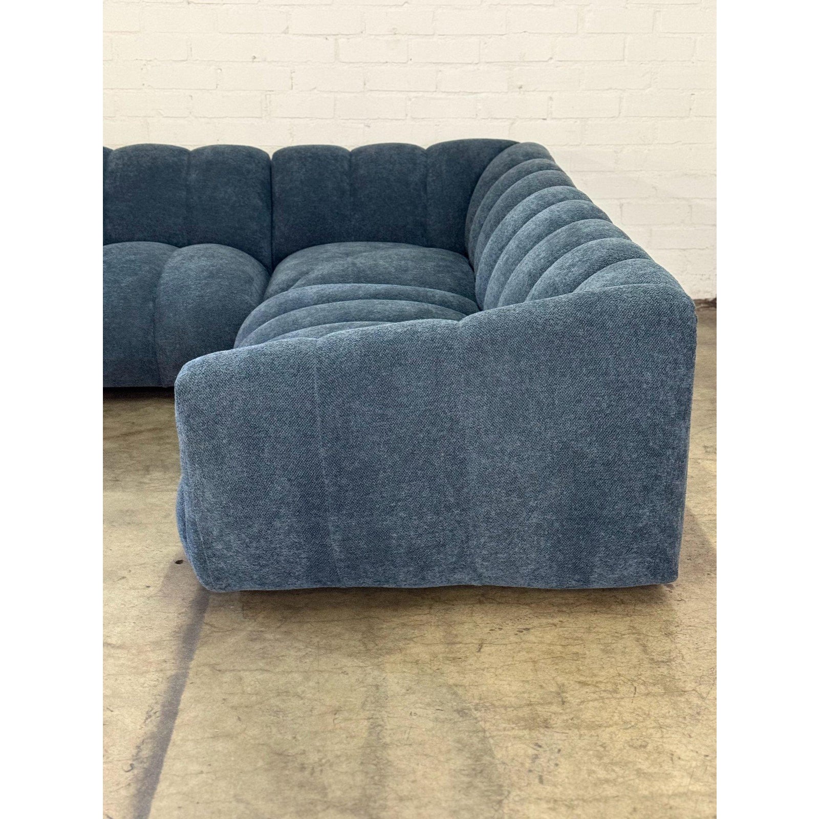 Low Profile Channel Sectional in Blue