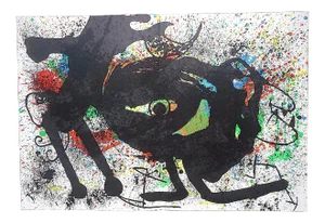 Vintage Mid 20th C. Ltd. Ed. Double Page Lithograph-Joan Miro-Derriere Le Miroir-1973