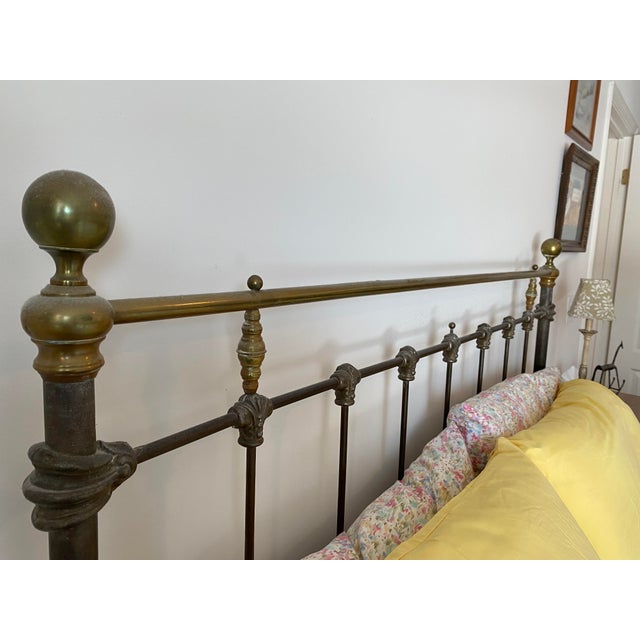 Antique French 1890’s Cast Iron and Brass Full Size Bed Frame For Sale - Image 10 of 14
