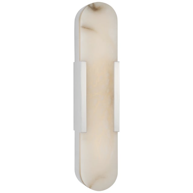 Kelly Wearstler for Visual Comfort Signature Melange 20" Elongated Sconce in Polished Nickel with Alabaster For Sale