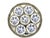 Vintage Blue & White Porcelain Coaster Set With Pierced Metal Tray, Blue Onion Style Barware Set For Sale In Little Rock - Image 6 of 9