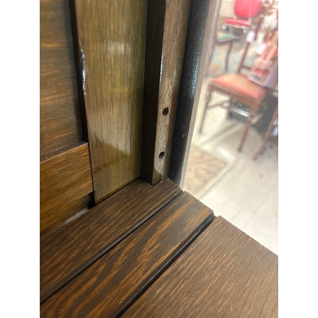 1920s Fine Locking Oak Curio Cabinet For Sale - Image 9 of 9