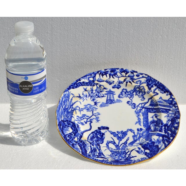 Victorian Late 19th Century Royal Crown Derby Blue Mikado Bone China 22k Gold Accent Bread & Butter Plate England For Sale - Image 3 of 13